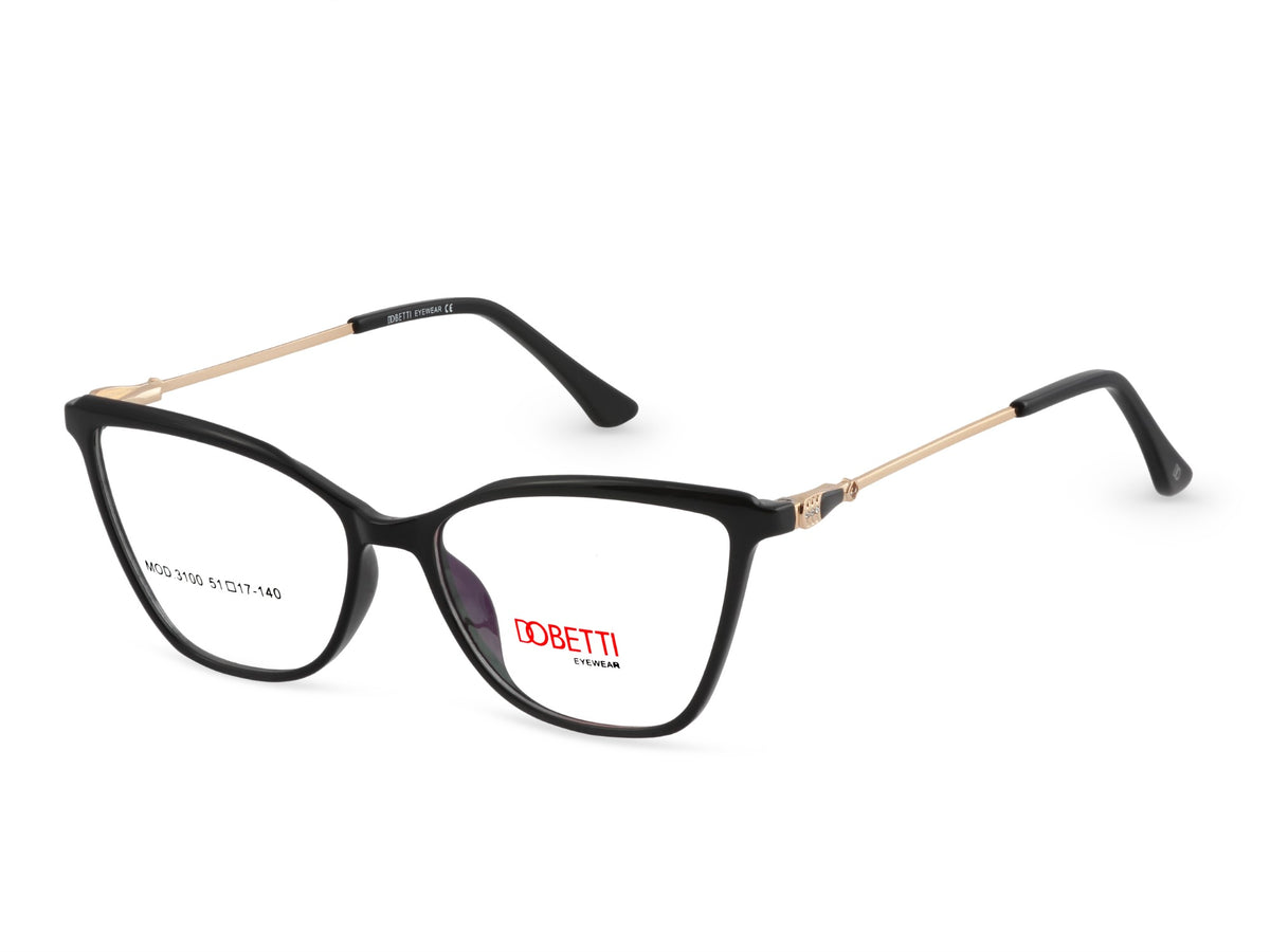 Glossy Black with Gold Temples