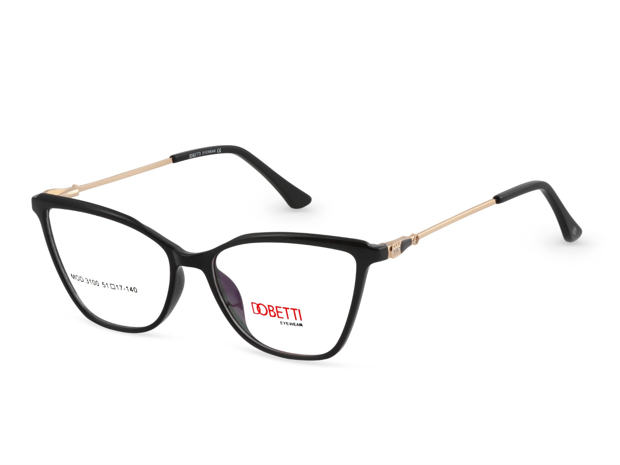 Glossy Black with Gold Temples