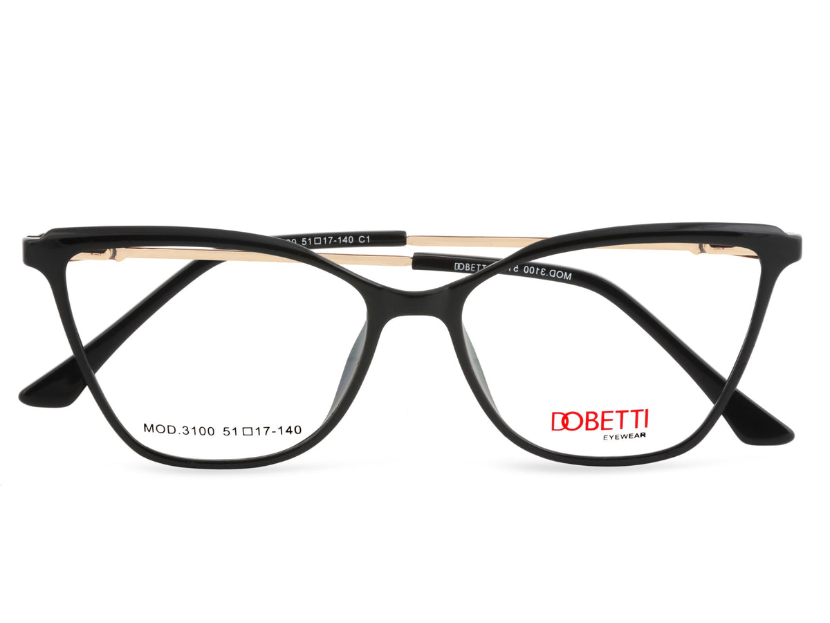 Glossy Black with Gold Temples