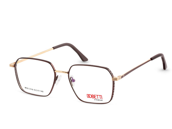 DOBETTI 3118 Geometric Rectangle Full Rim Metal Frames – Men