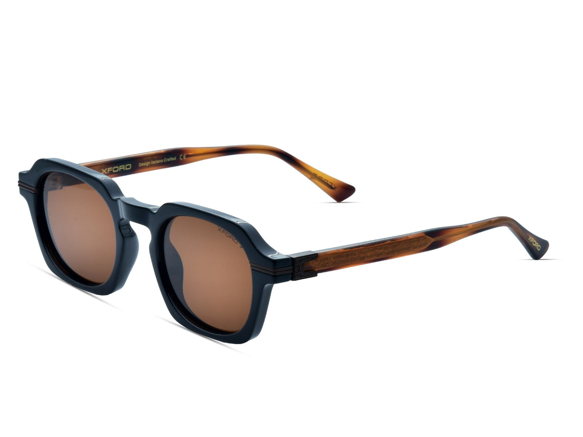 Matte BLACK with Wood Brown Temples