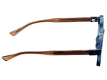 Transparent Ocean Blue with Wood Brown Temples