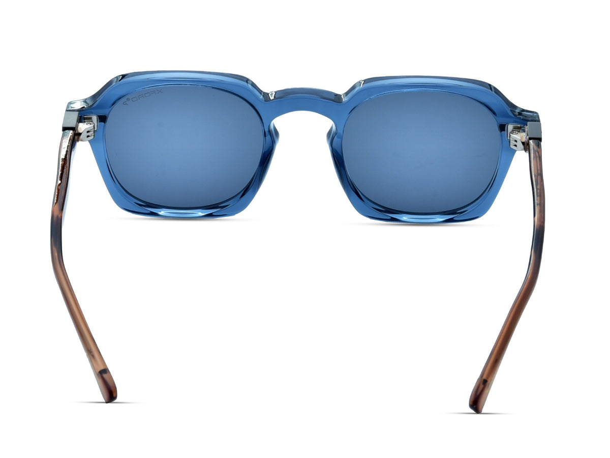 Transparent Ocean Blue with Wood Brown Temples