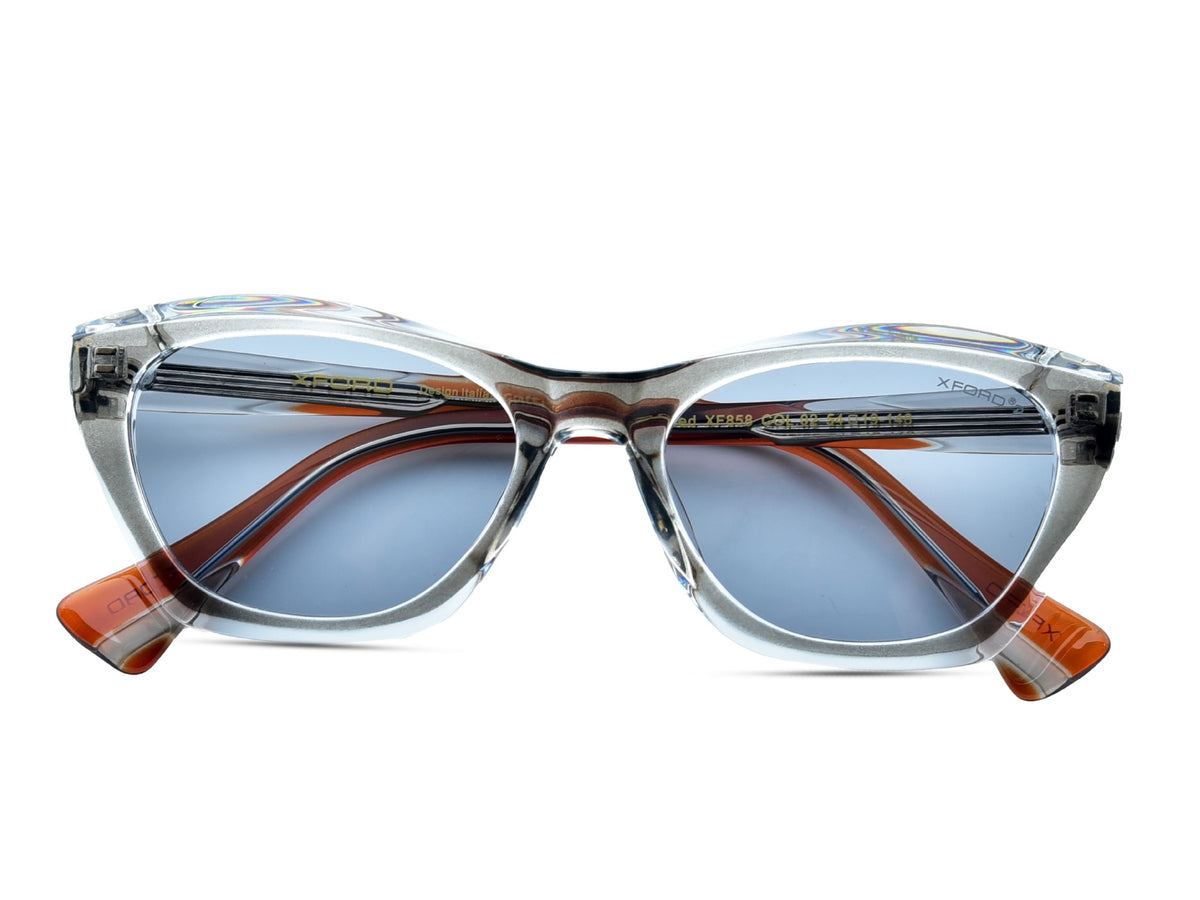 Crystal Clear Grey with Orange Temples	