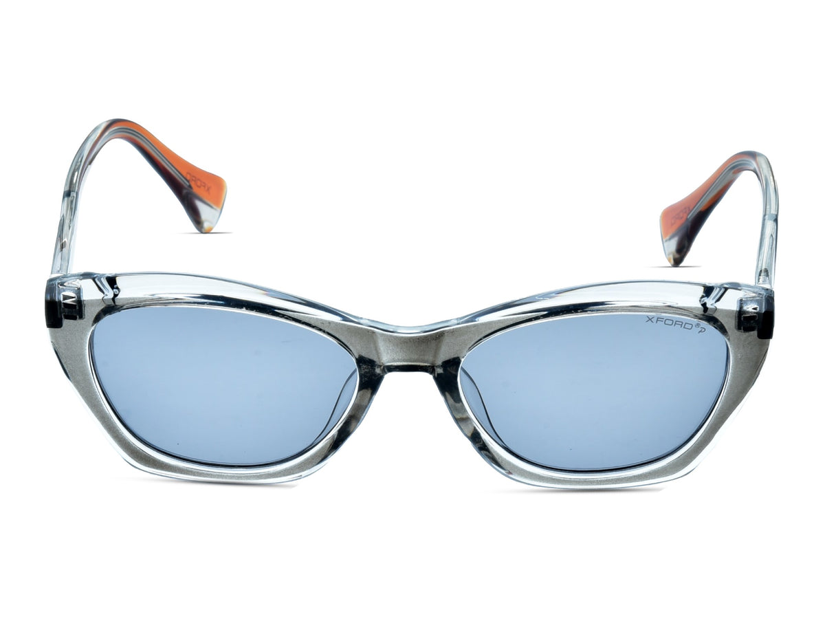 Crystal Clear Grey with Orange Temples	