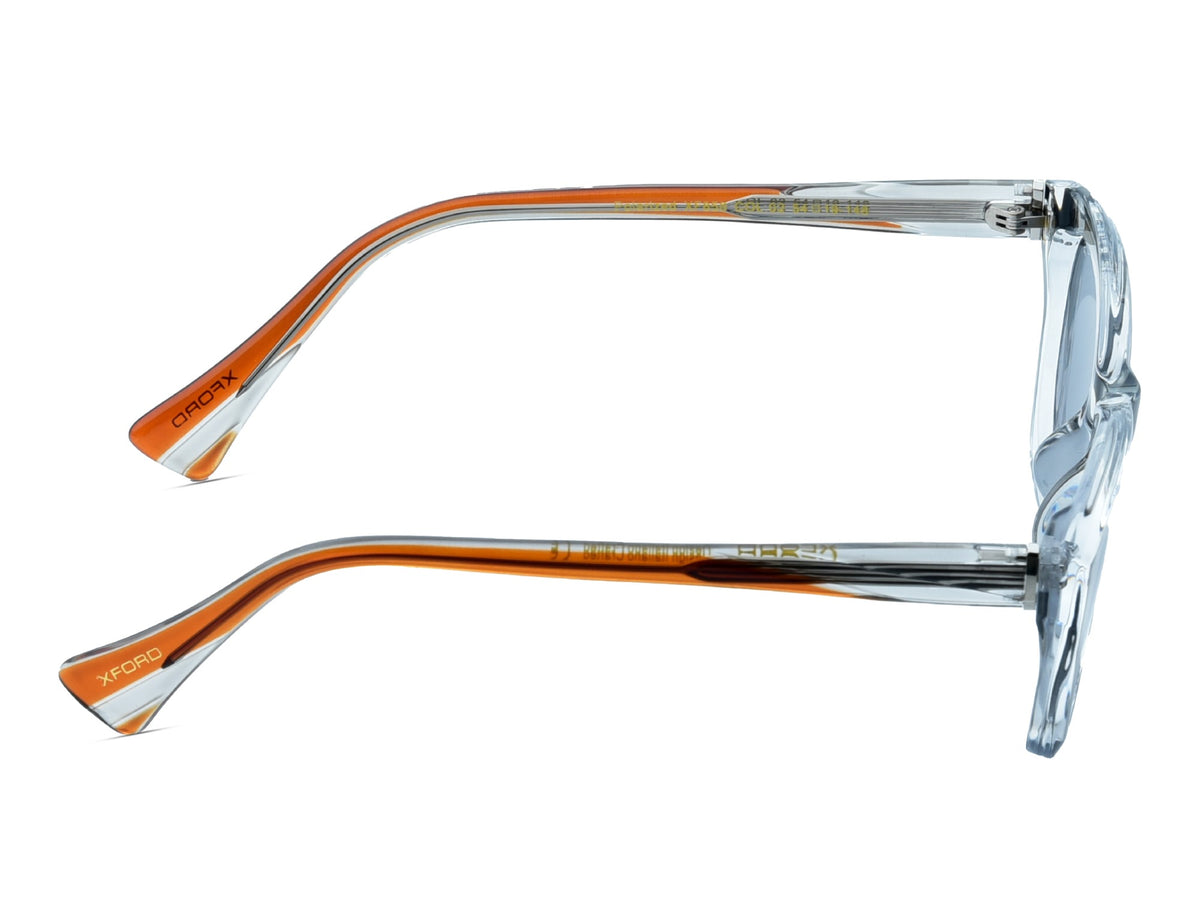 Crystal Clear Grey with Orange Temples	