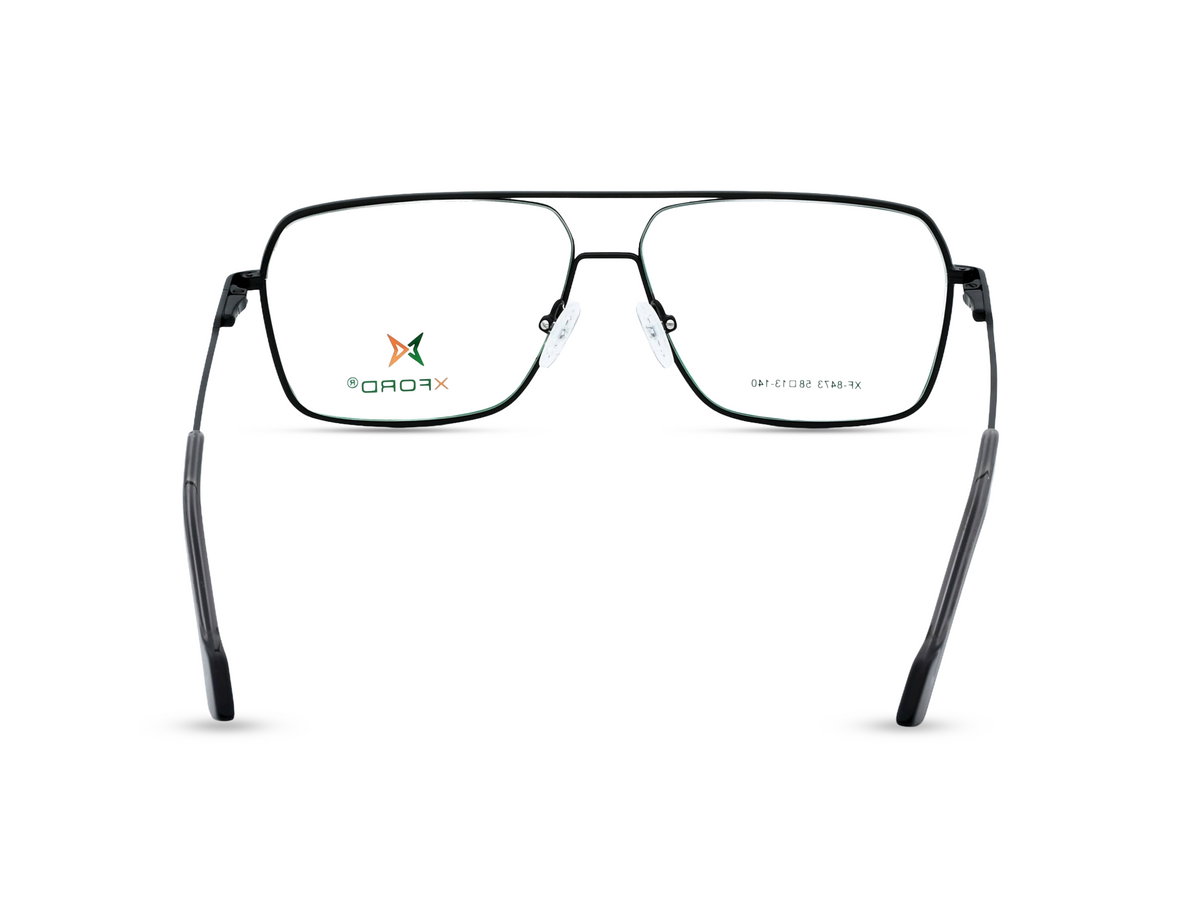 Black with Silver Temples