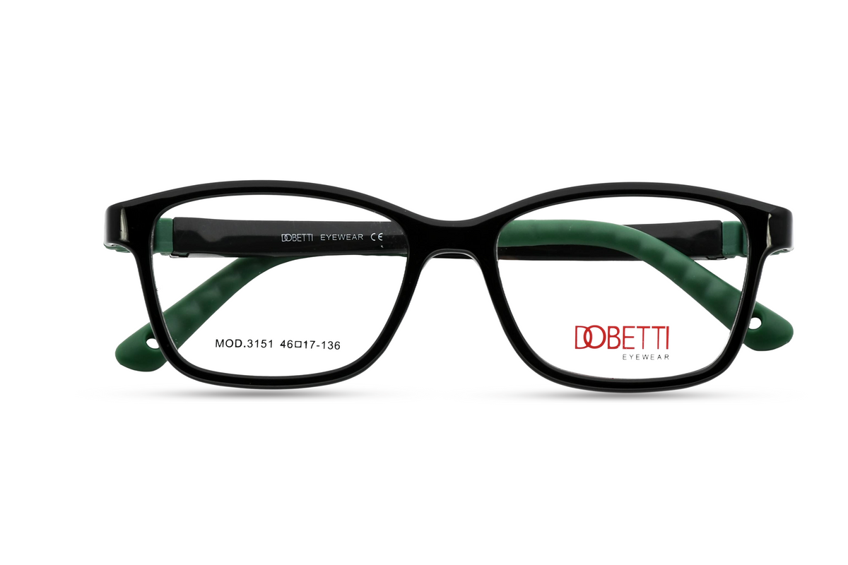 Matte Black with Green Temples (Dual Tone)