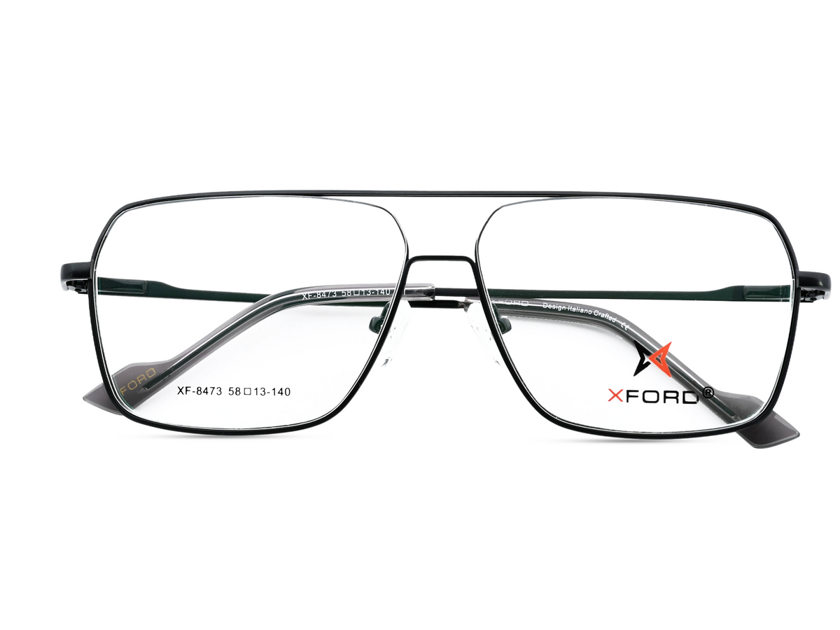 Black with Silver Temples