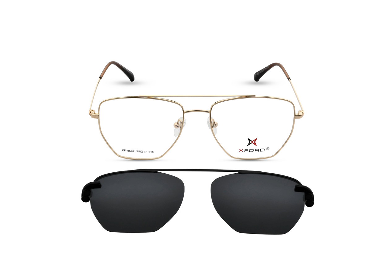 Gold Frame with Black Clip-On