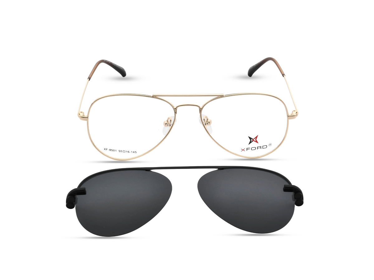 Gold Frame with Black Clip-On