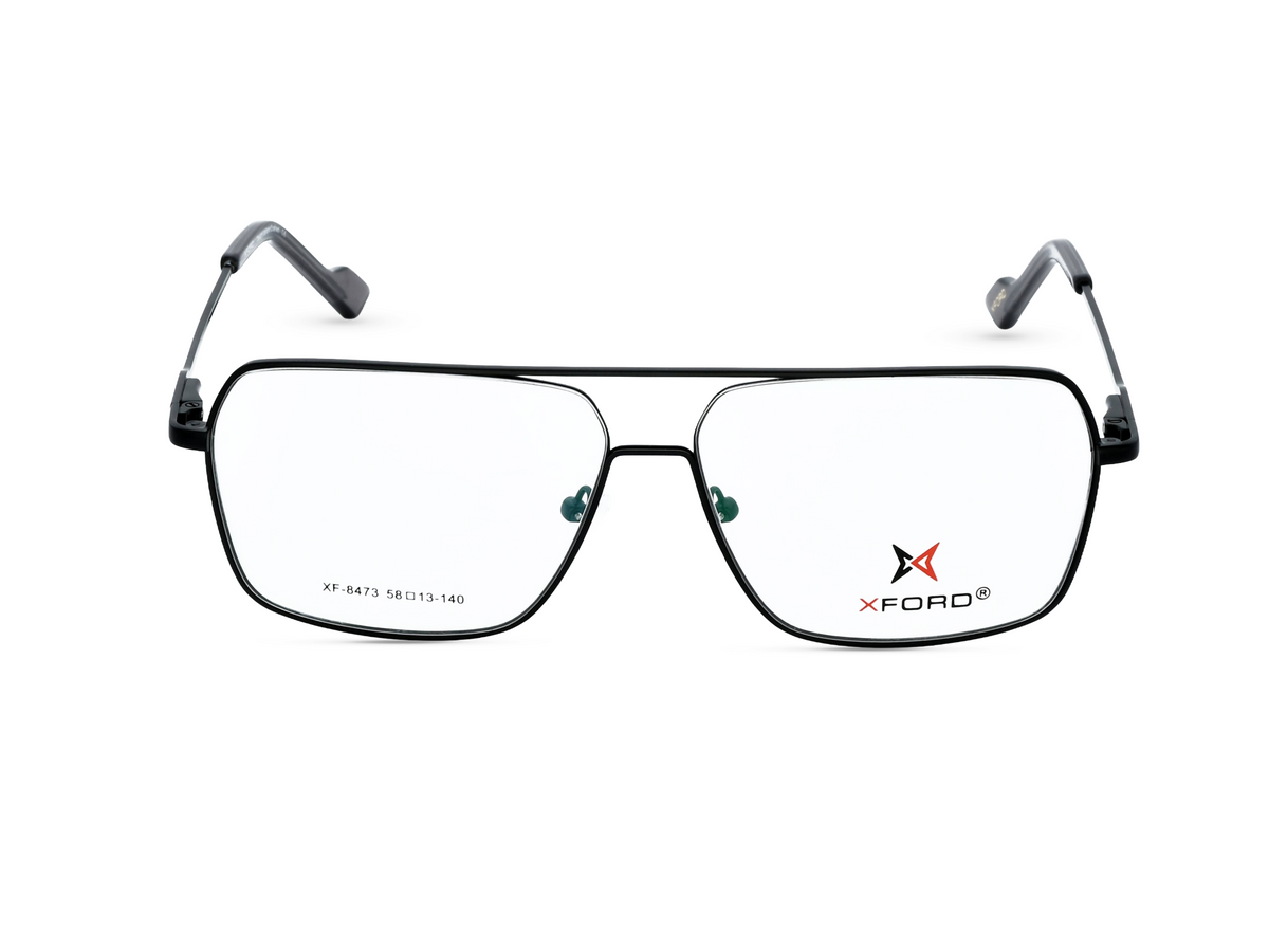 Black with Silver Temples