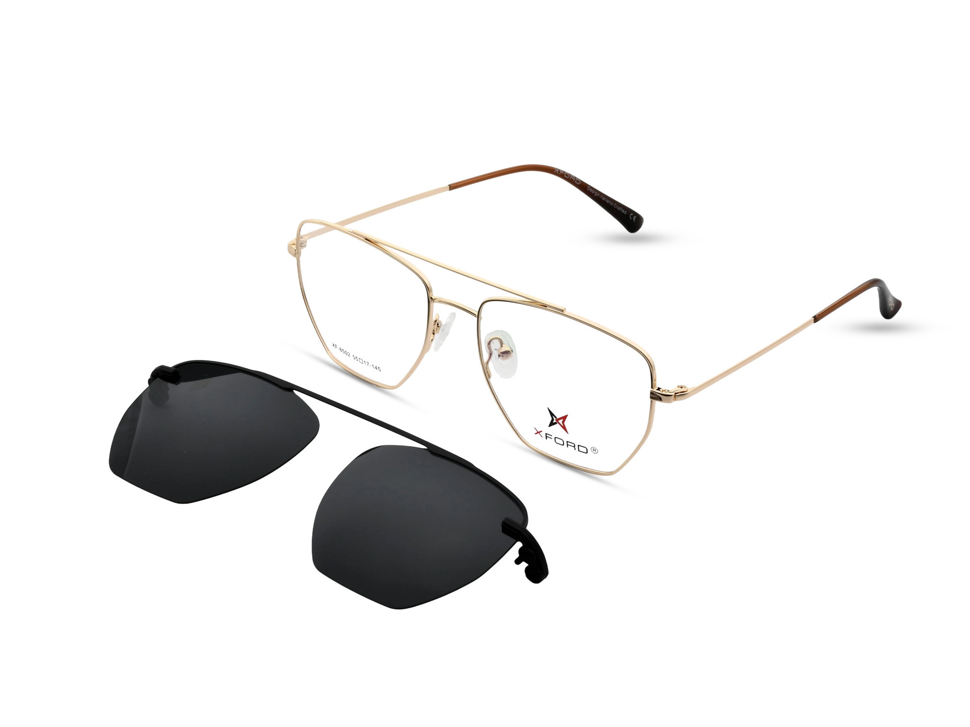 Gold Frame with Black Clip-On