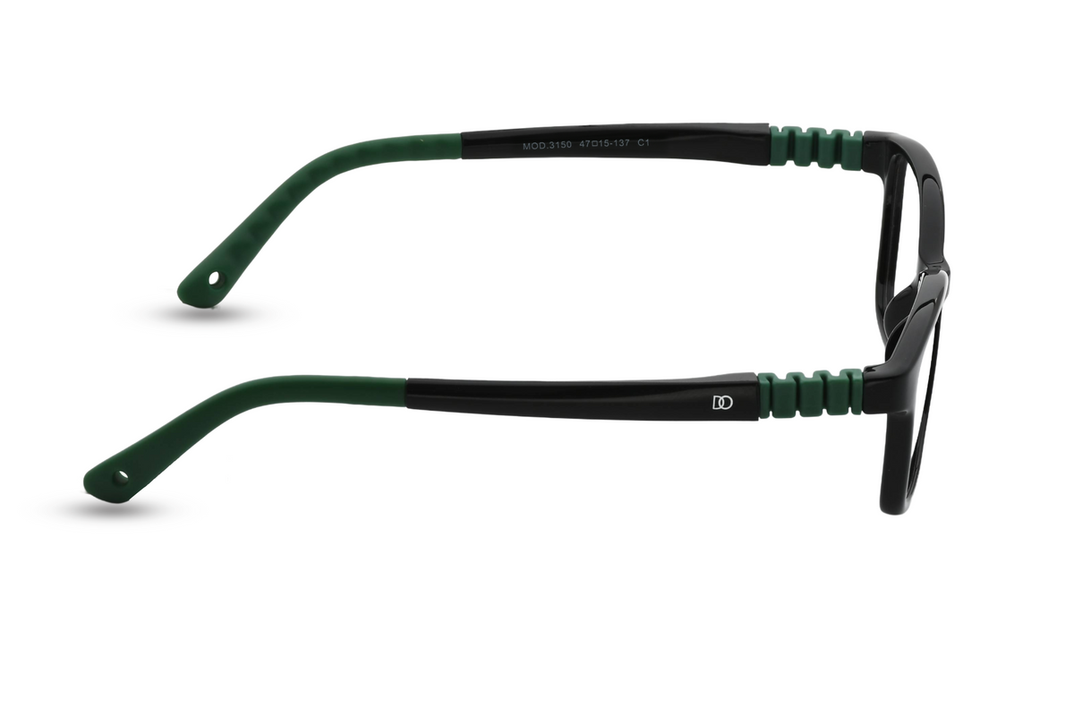 Matte Black with Green Temples (Dual Tone)
