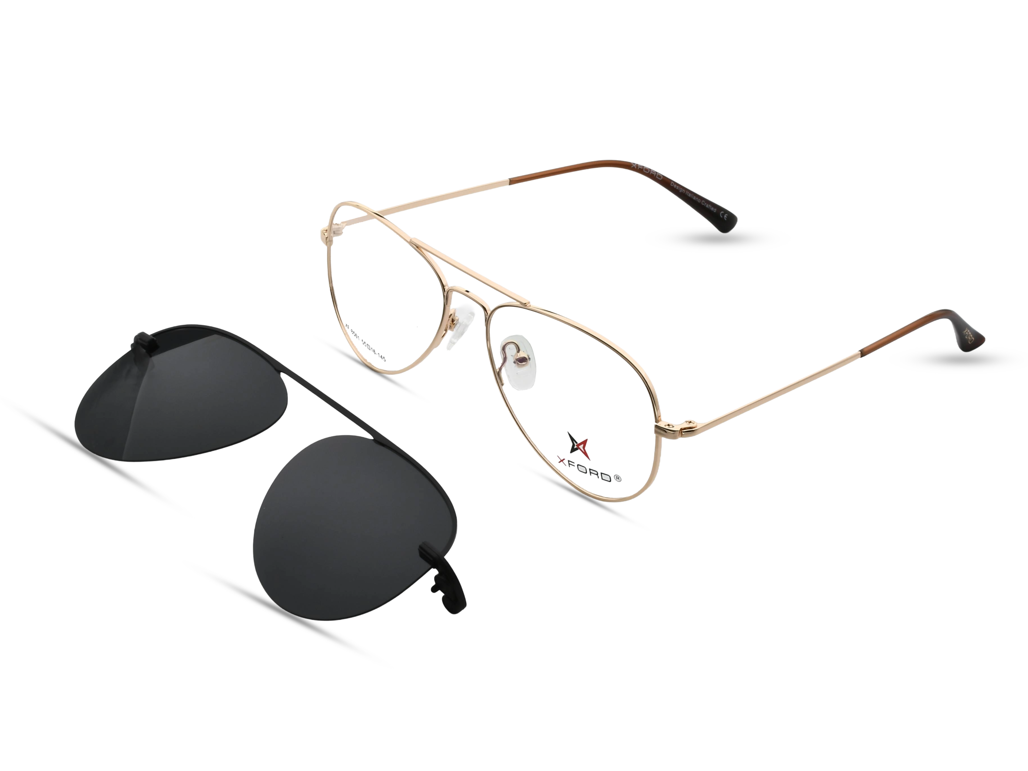 Gold Frame with Black Clip-On