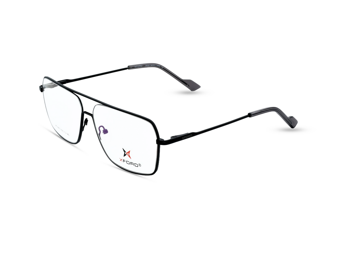 Black with Silver Temples