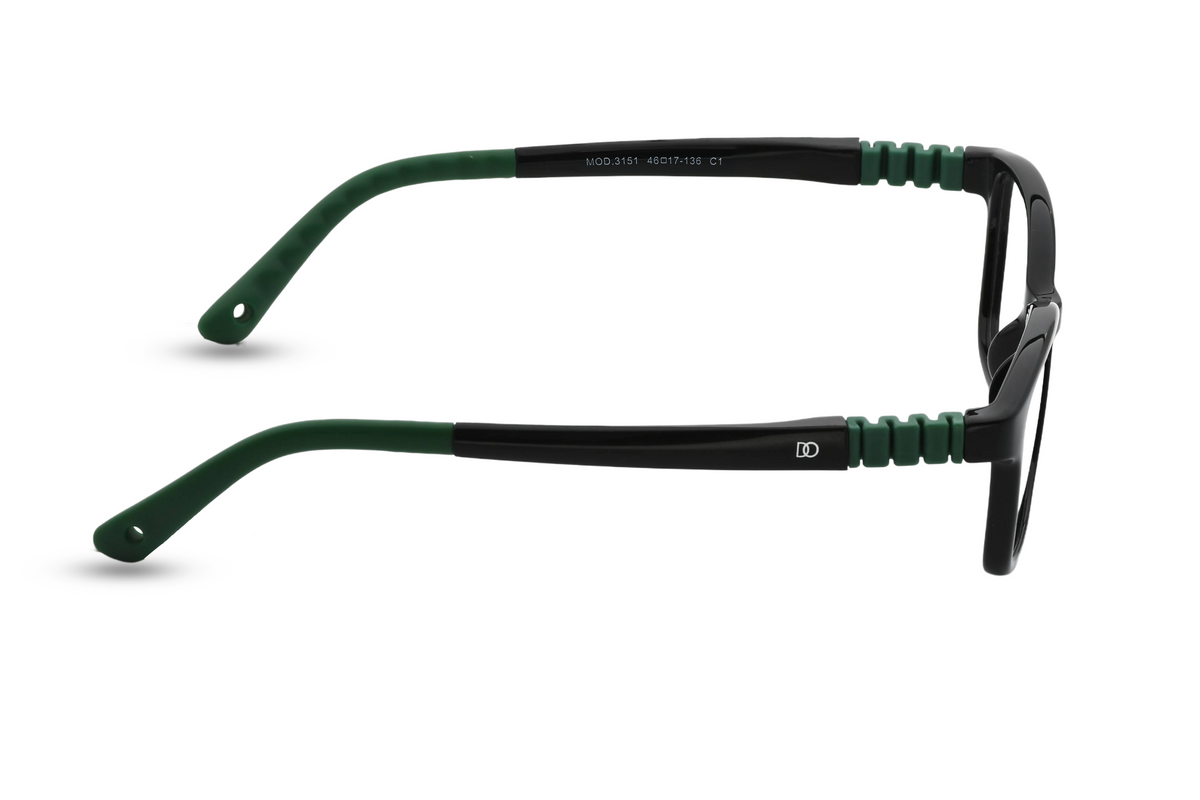 Matte Black with Green Temples (Dual Tone)