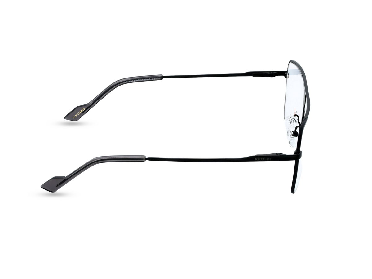 Black with Silver Temples