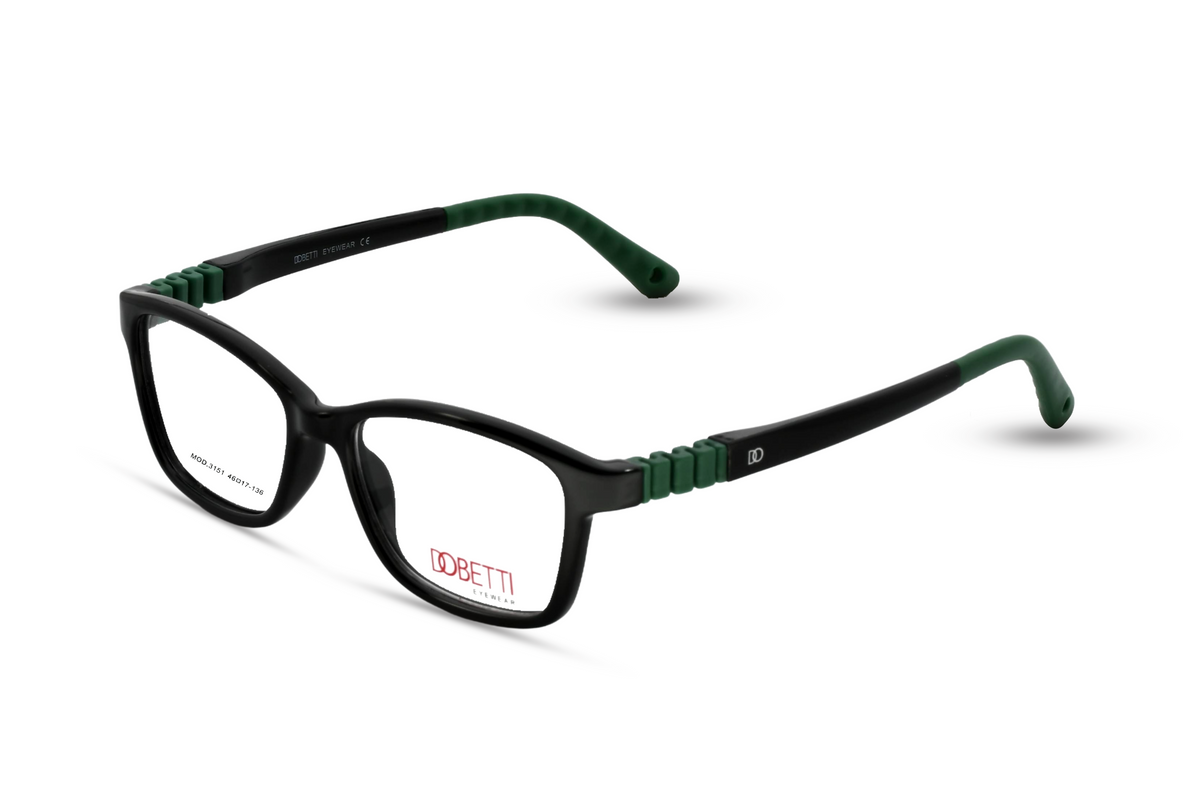 Matte Black with Green Temples (Dual Tone)