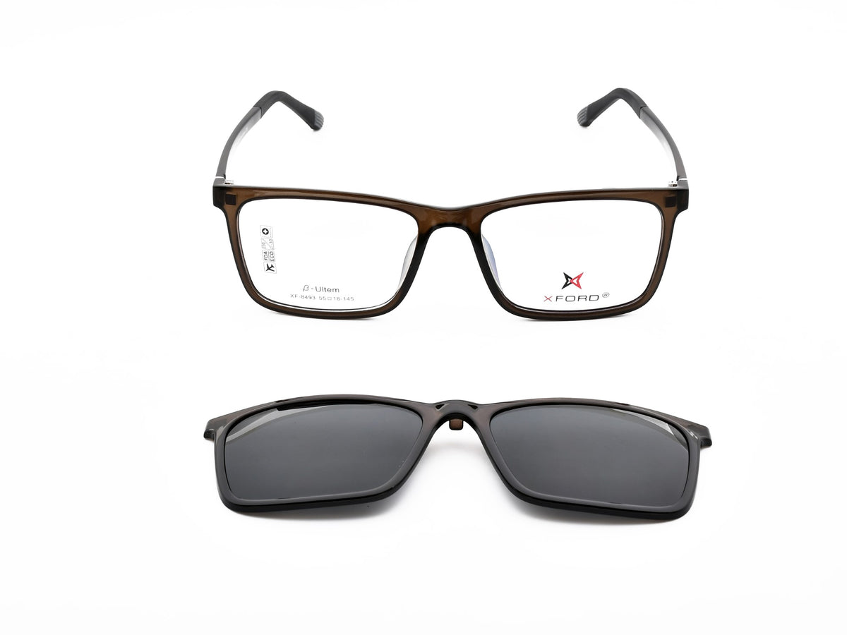 Matte Brown with Black Clip-On Lens