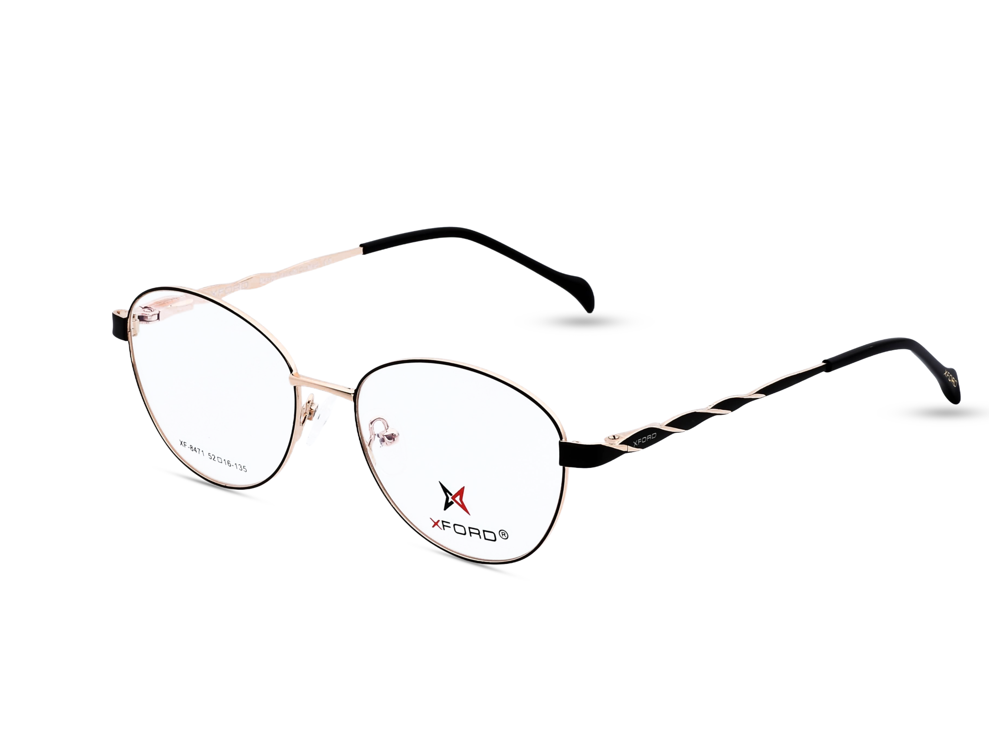 Rose Gold Front with Black Temples