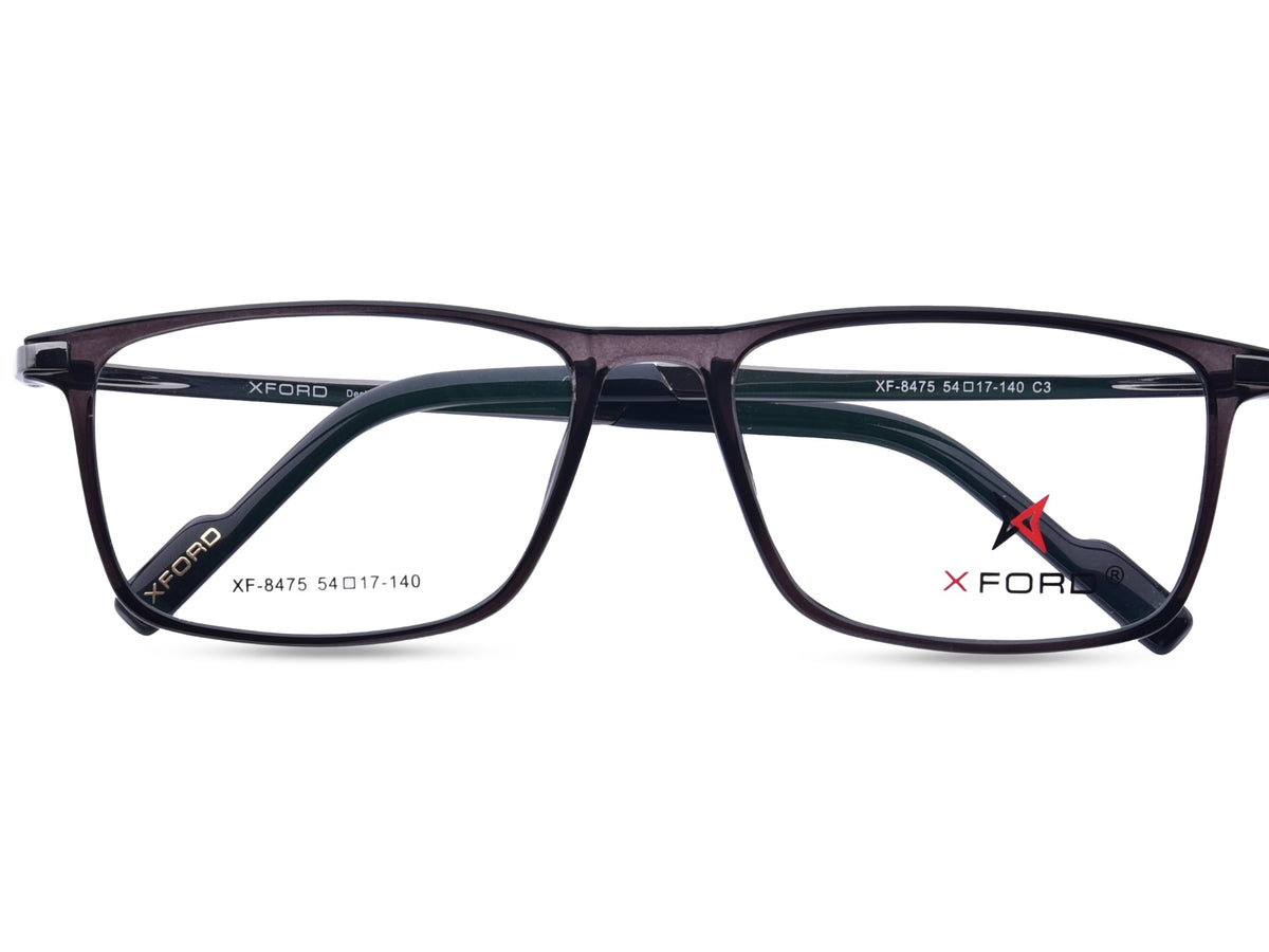 Transparent Grey with Gunmetal Grey Temples.