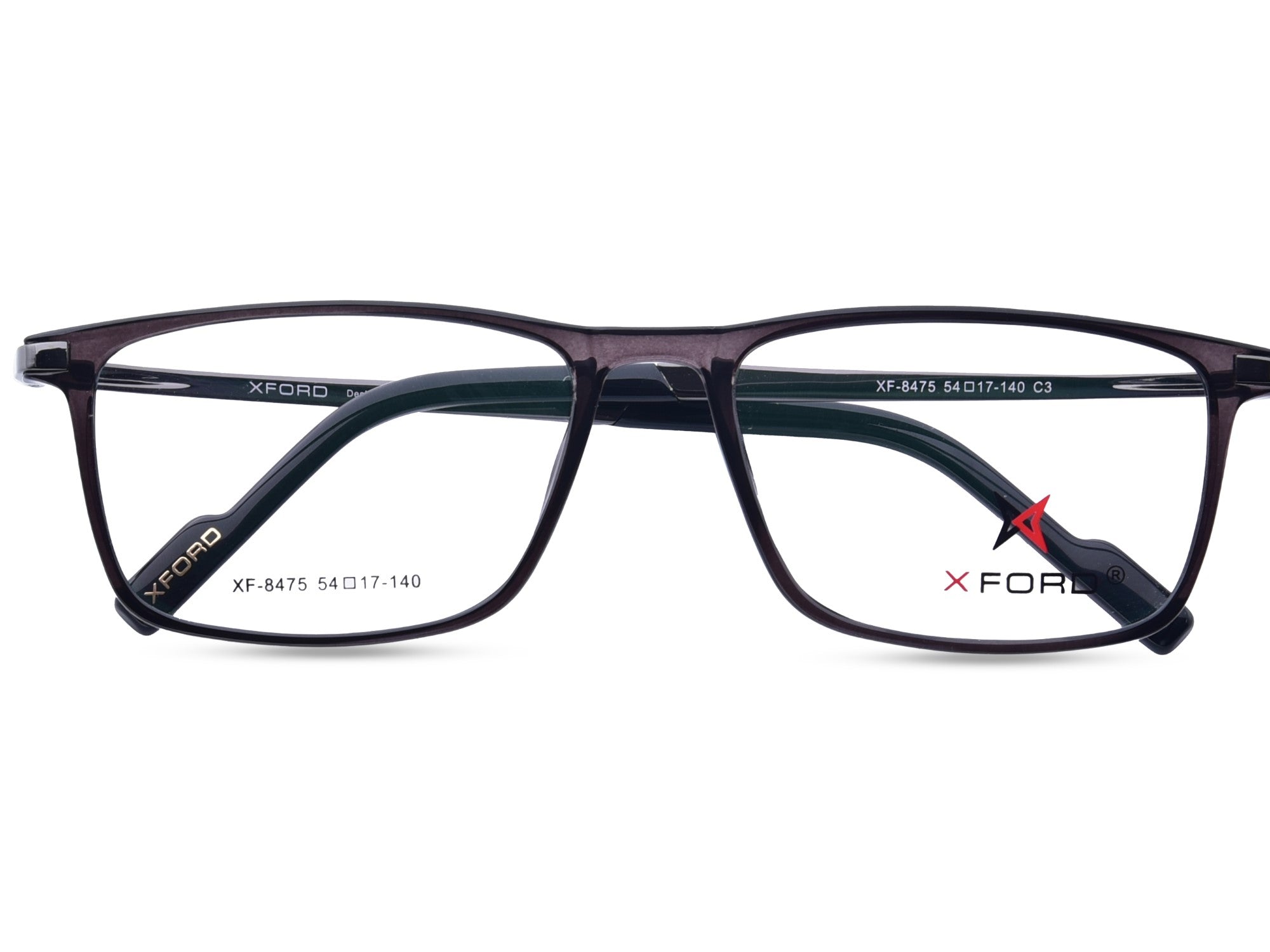 Transparent Grey with Gunmetal Grey Temples.