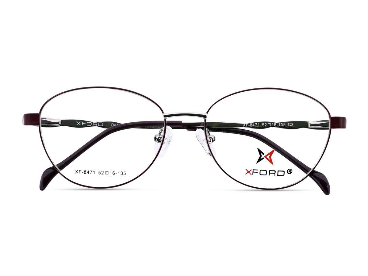 Gunmetal Silver with Burgundy Temples