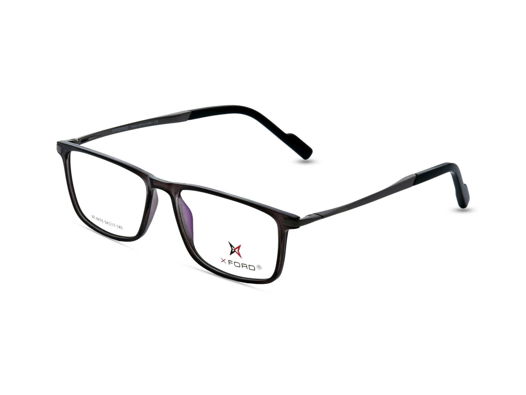 Transparent Grey with Gunmetal Grey Temples.