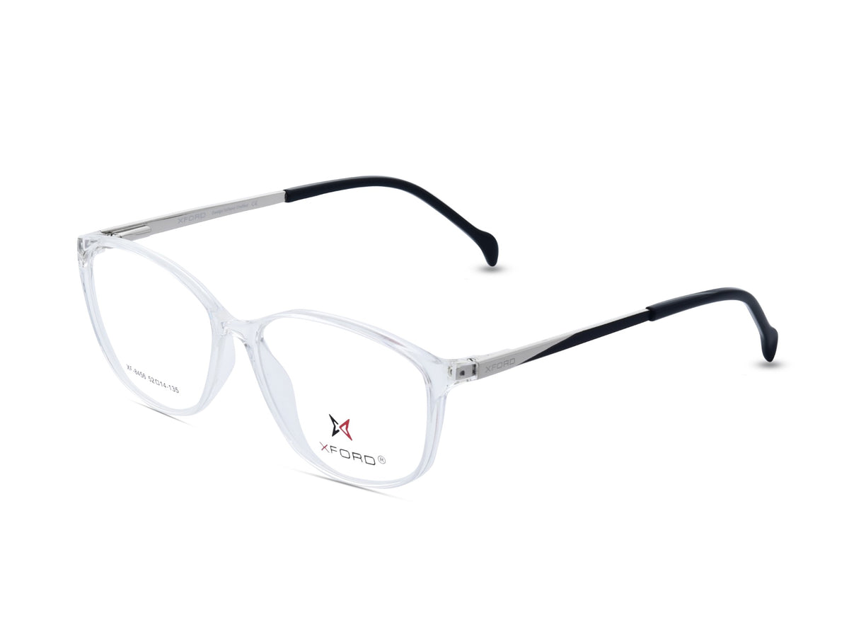 Crystal Clear with Silver-Black Temples