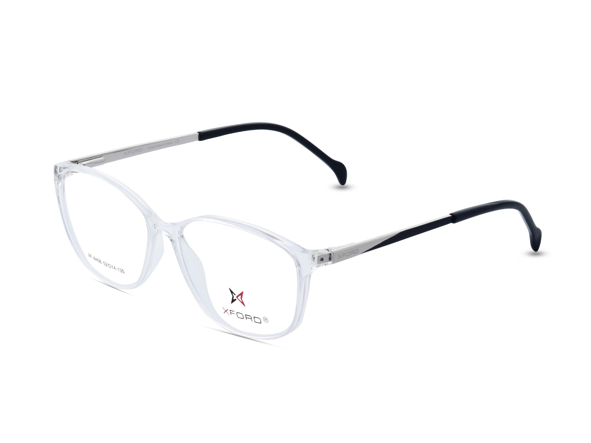 Crystal Clear with Silver-Black Temples