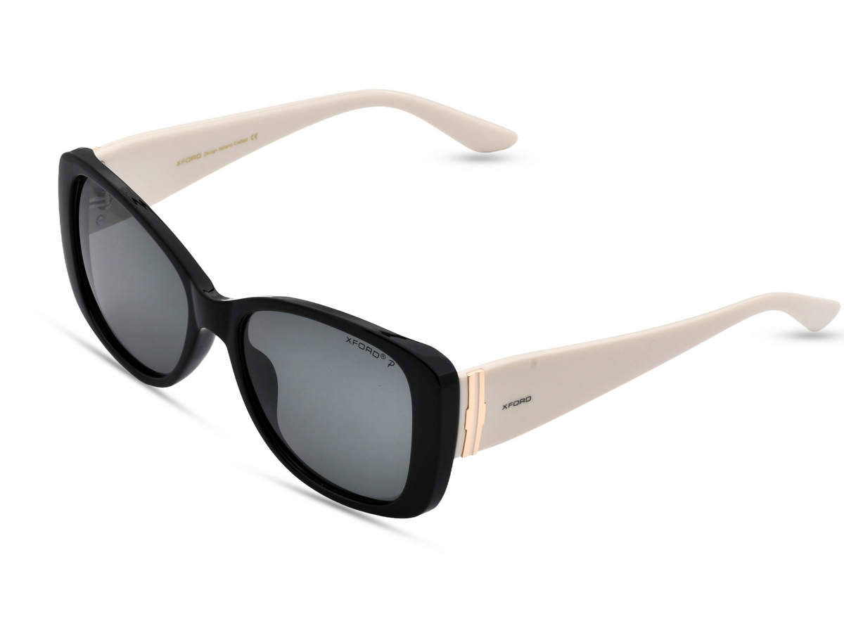 Black front with cream/off-white temples	