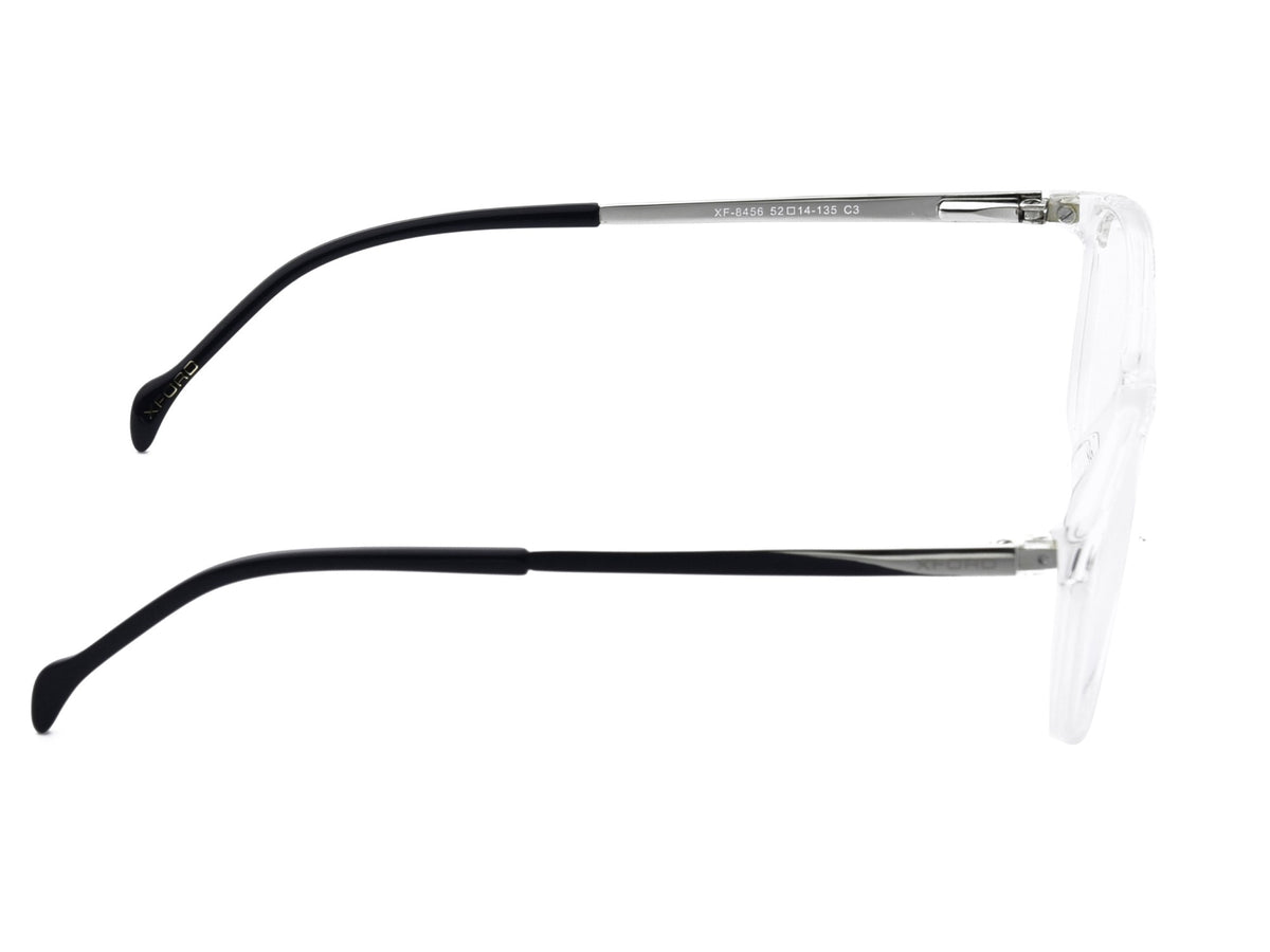 Crystal Clear with Silver-Black Temples