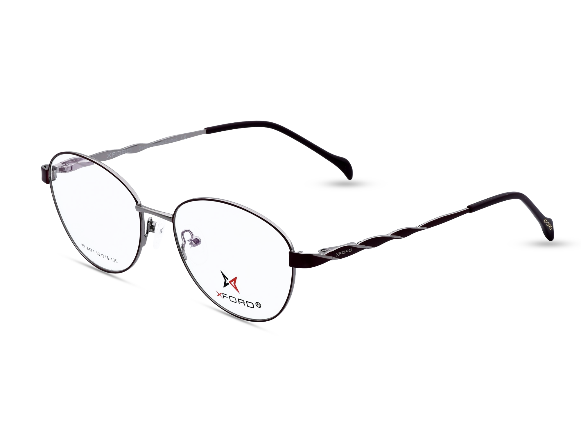 Gunmetal Silver with Burgundy Temples