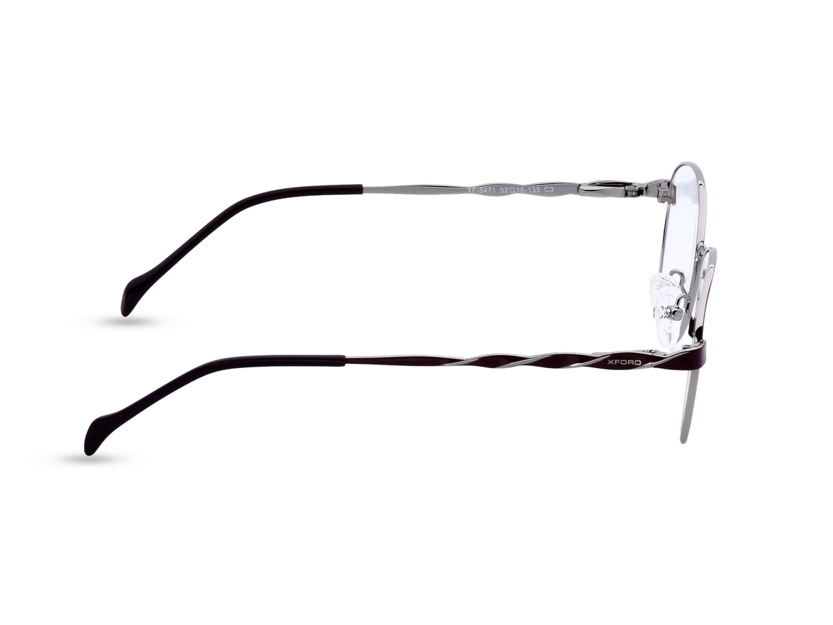 Gunmetal Silver with Burgundy Temples