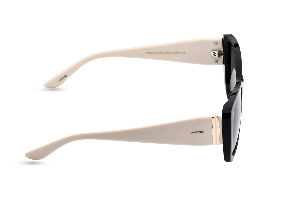 Black front with cream/off-white temples	