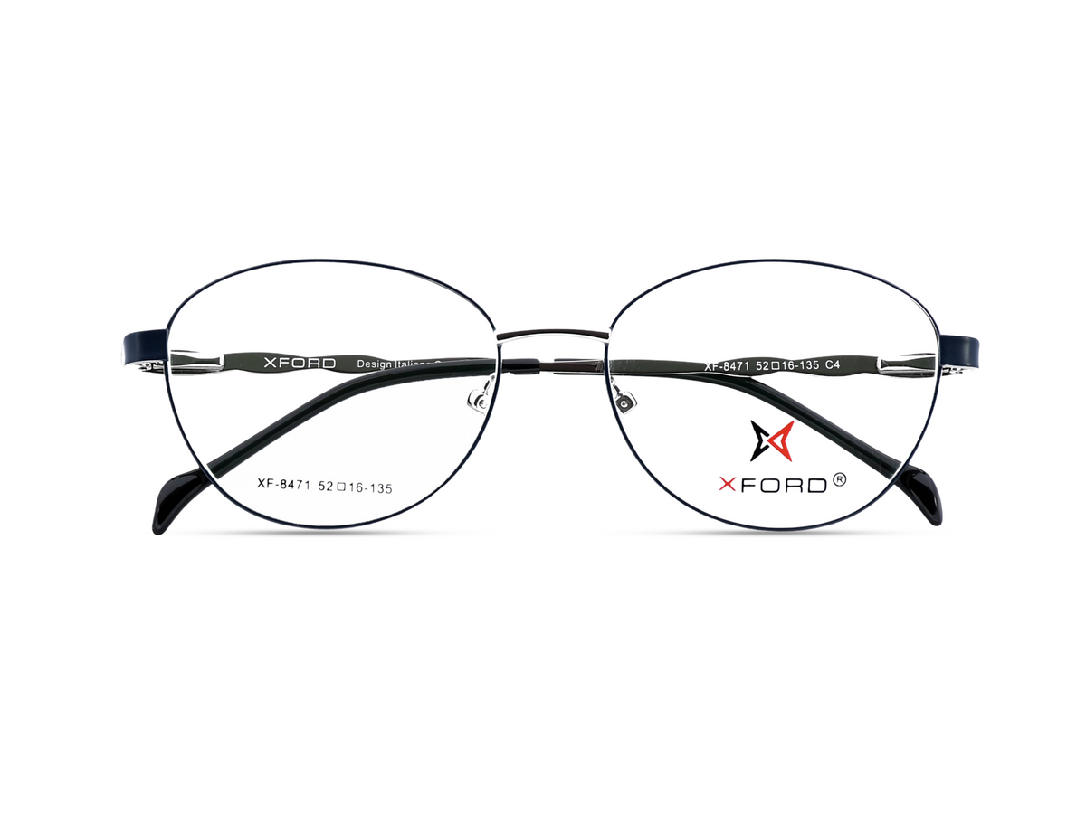 Silver Front with Navy Blue Temples
