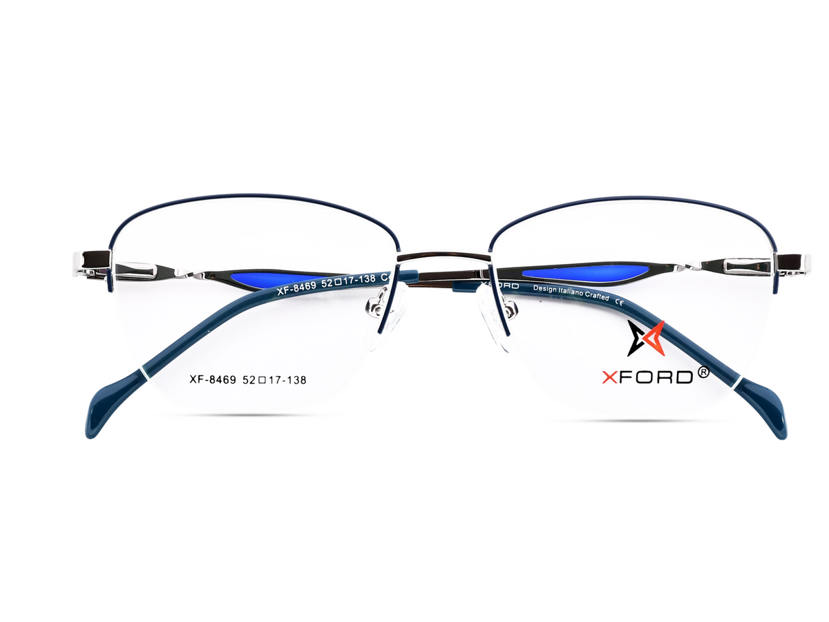 Gunmetal with Navy Blue Temples