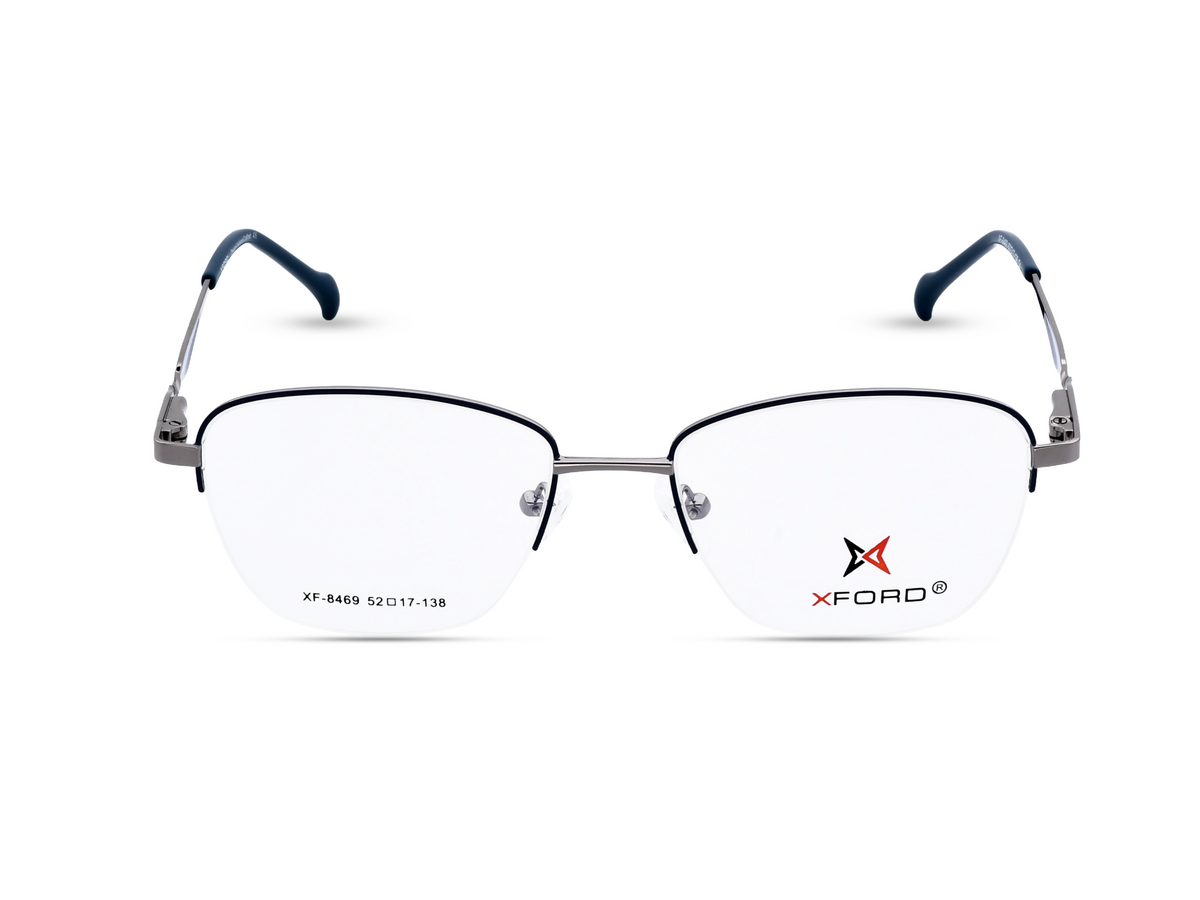 Gunmetal with Navy Blue Temples