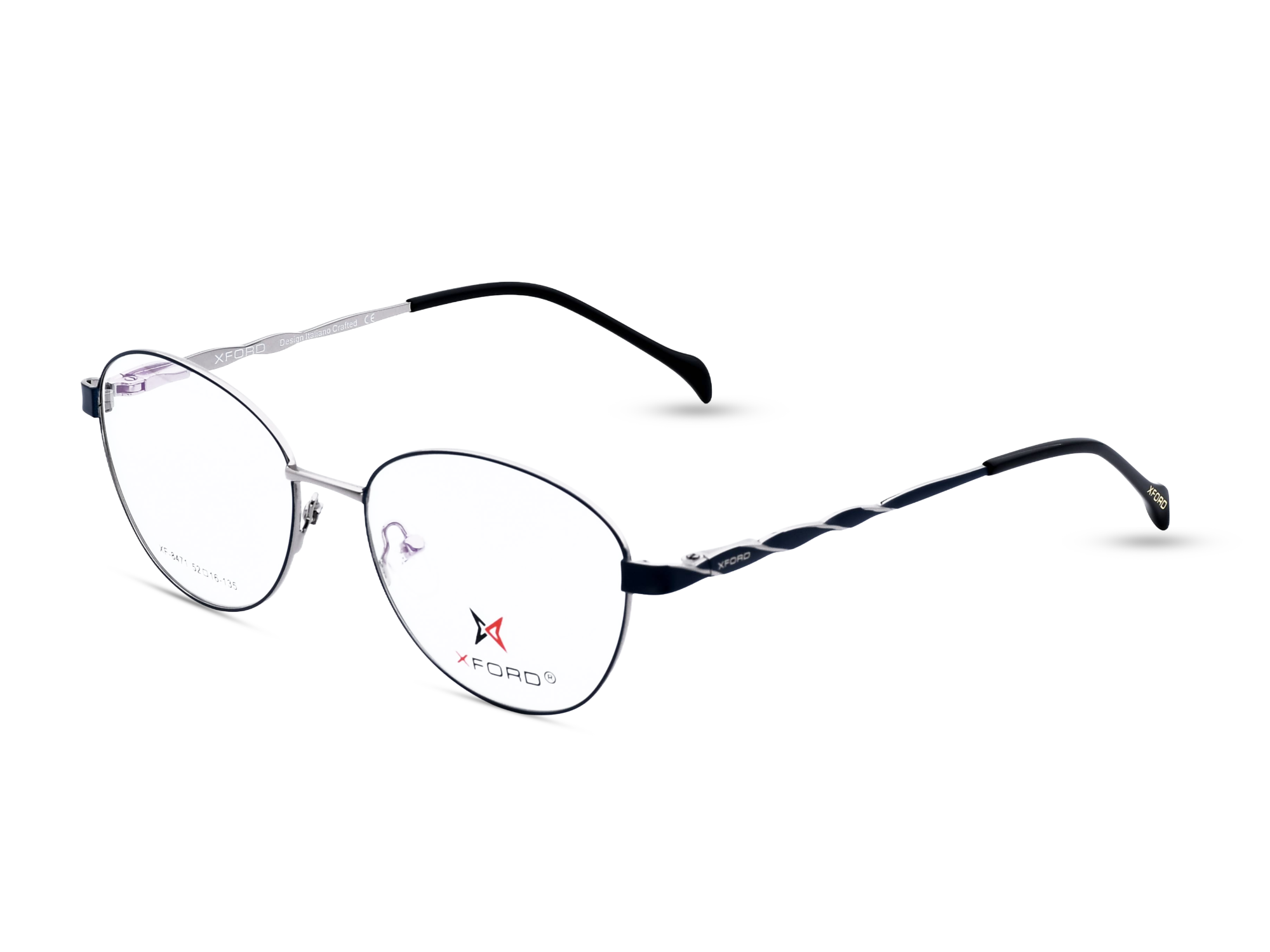 Silver Front with Navy Blue Temples
