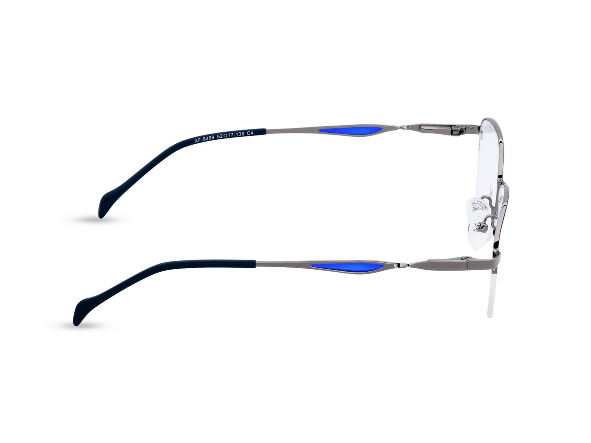 Gunmetal with Navy Blue Temples