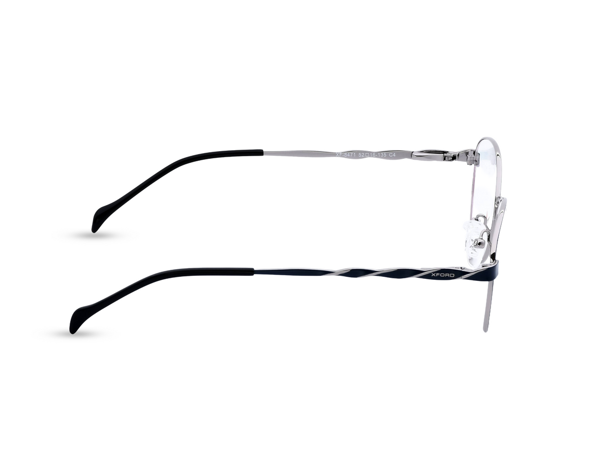 Silver Front with Navy Blue Temples