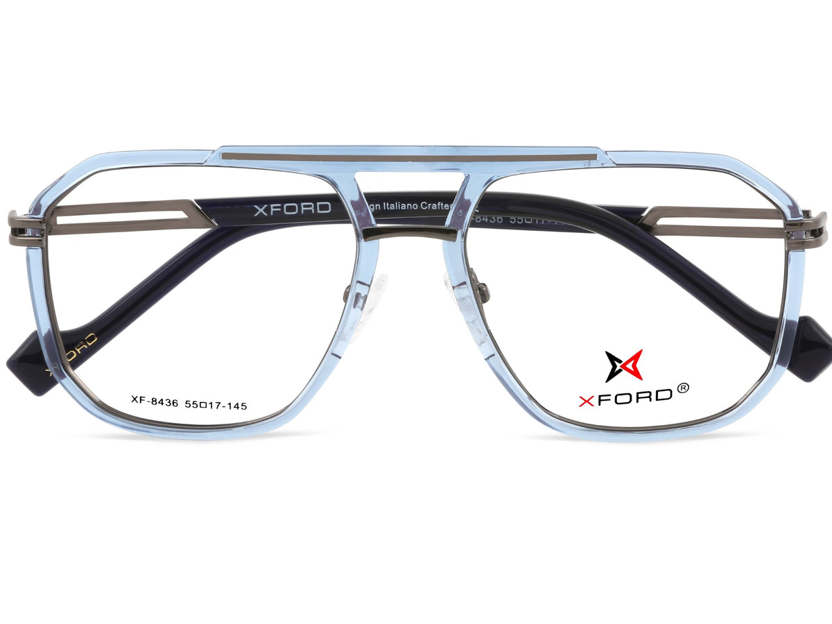 Transparent Ice Blue & Brushed Gunmetal Grey