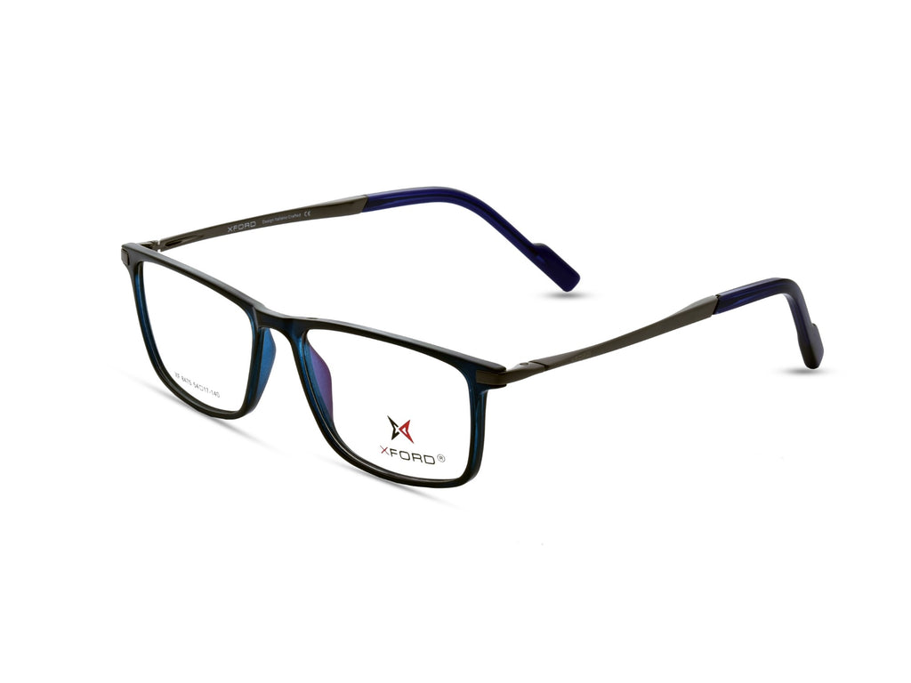 Transparent Blue with Gunmetal Grey Temples.