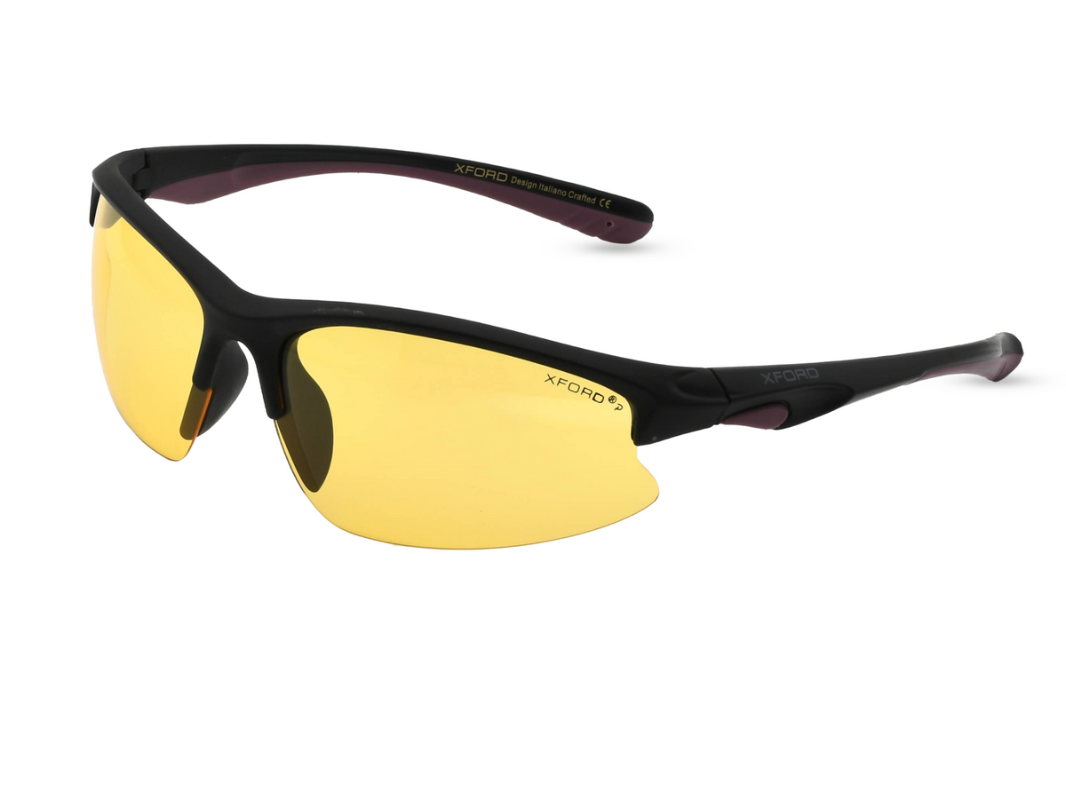 Matte Black / Burgundy Temple- Yellow