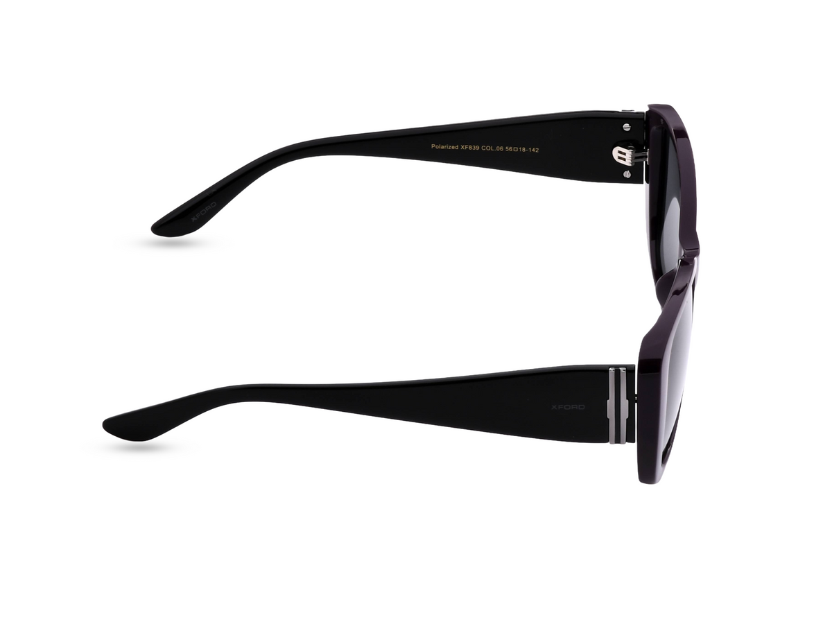 Dark plum front with black temples	
